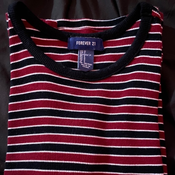 Red, Black, and White stripped t-shirt - Picture 4 of 5